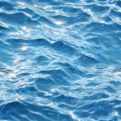 Water PBR Texture of Realistic Ocean Surface with Sunlit Waves seamless Water PBR texture