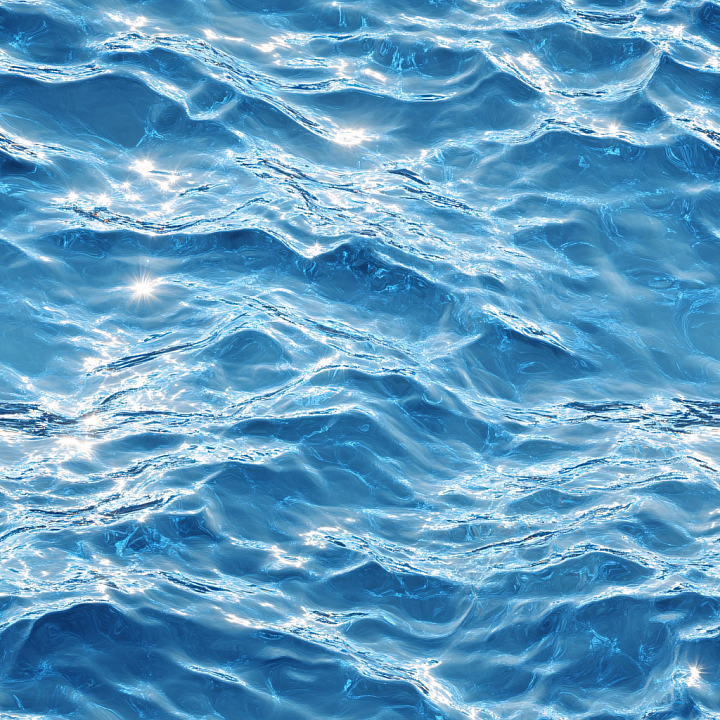 Water of Realistic Ocean Surface with Sunlit Waves seamless PBR texture preview