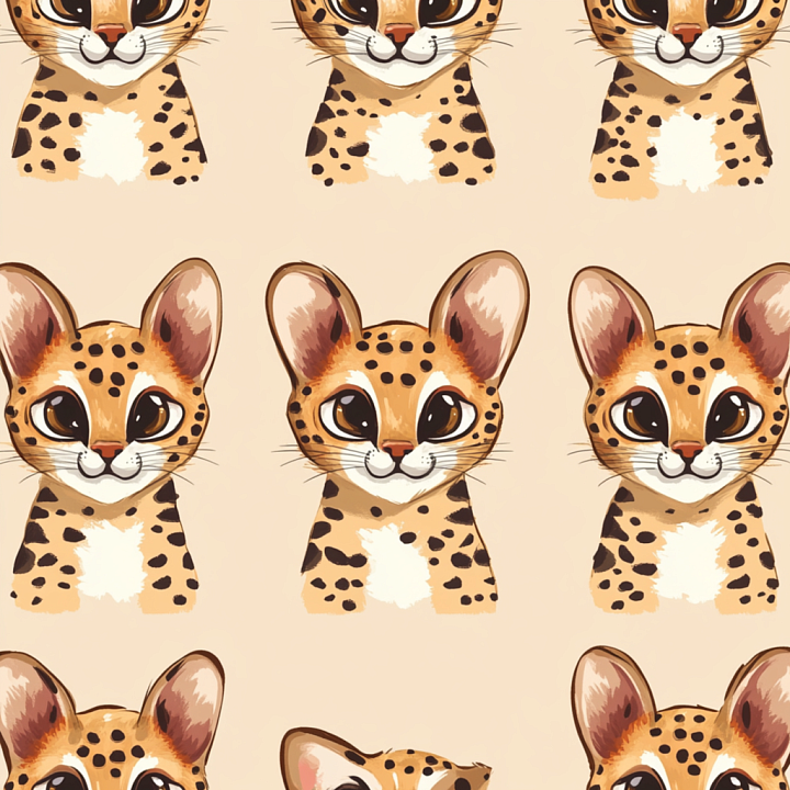Fabric Featuring Adorable Cartoon Leopard Print Pattern seamless PBR texture preview