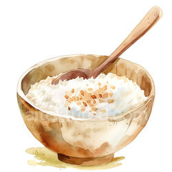 seamless Watercolor Style Rice Flakes Porridge Breakfast with Wooden Spoon texture 8k free download PBR