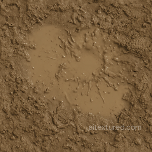 Of Muddy Puddle Surface With Muddy Water And Mud Splashed seamless Mud PBR texture