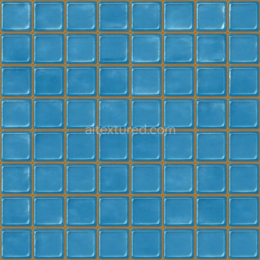 Seamless 3d texture pbr 8k glass tiles mosaic with blue tiles and glossy finish