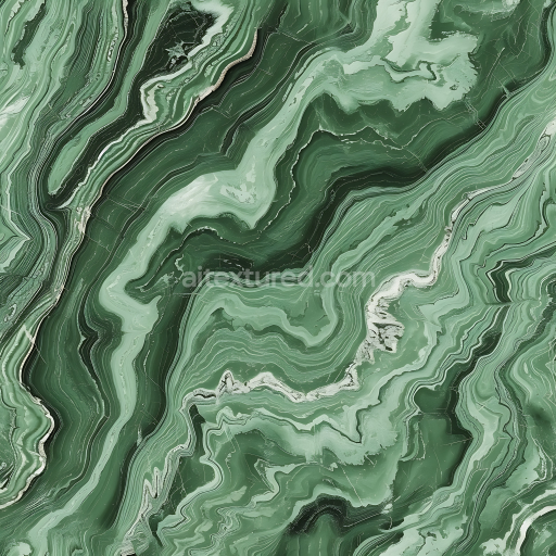 Seamless 3D PBR Texture of Guatemala Green Natural Marble with Organic Waves and Layered Veins