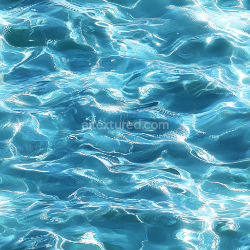 Seamless 3D Water PBR Texture Featuring Realistic Ocean Surface with Dynamic Wave Patterns and Natural Light Reflections