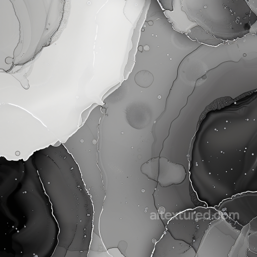 Alcohol Ink PBR Texture Featuring Elegant Monochrome Swirls and Fluid Layers seamless Alcohol ink PBR texture
