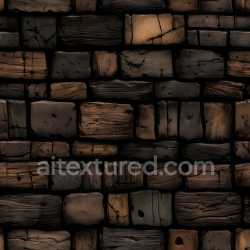 seamless Seamless 3D Cracked and Holes PBR Texture Featuring Dark Wooden Bricks with Weathered Grain texture 8k free download PBR
