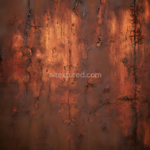 Seamless 3D Cracked Rusty Metal PBR Texture with Deep Corrosion and Warm Hues