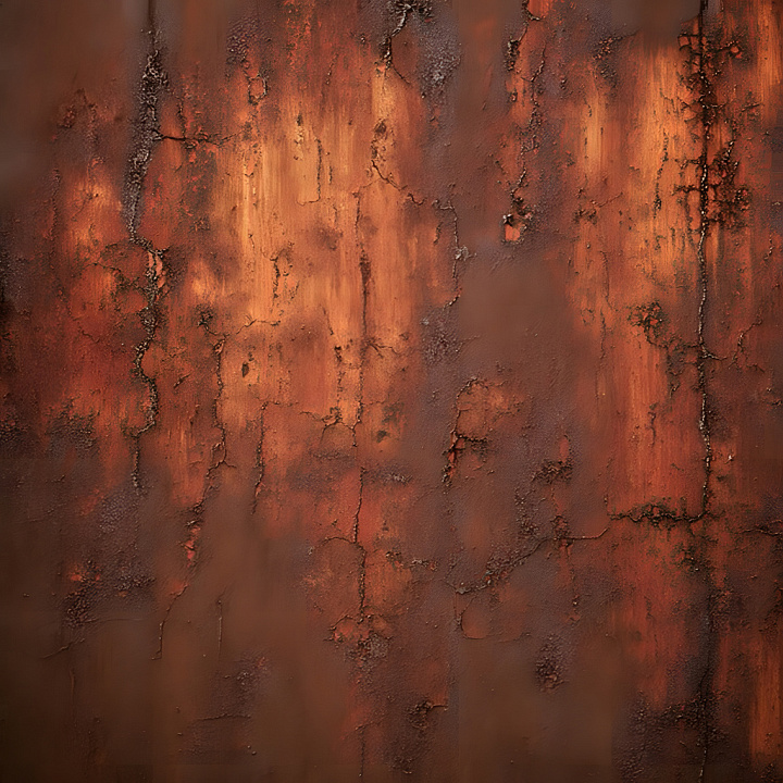 Cracked Rusty Metal with Deep Corrosion and Warm Hues seamless PBR texture preview