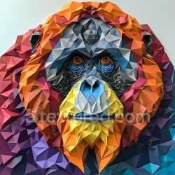 seamless Seamless 3D PBR Texture of Bornean Orangutan Origami Style with Geometric Facets texture 8k free download PBR