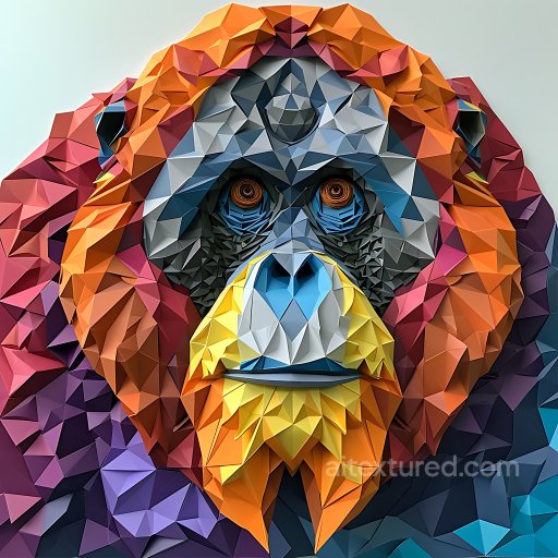 Animal - Seamless 3D PBR Texture of Bornean Orangutan Origami Style with Geometric Facets texture preview