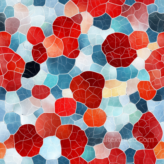 Mosaic PBR Texture of Blue and Red Irregular Stone Chips with Crackled Finish Mosaic texture preview
