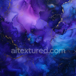 seamless Seamless 3D Alcohol Ink PBR Texture with Deep Blue and Purple Fluid Swirls and Gold Veining texture 8k free download PBR