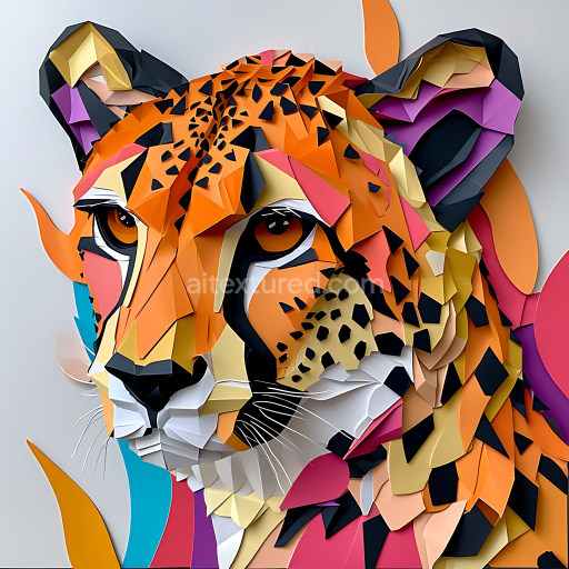 Seamless 3D PBR Origami-Style Cheetah Fur Texture with Geometric Pattern