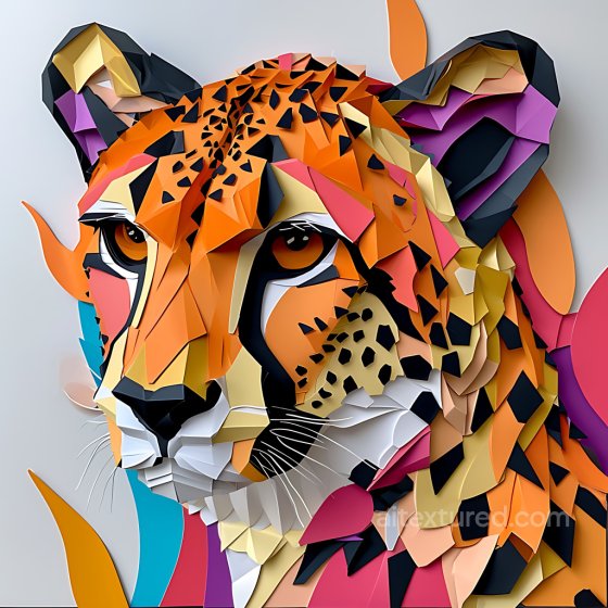 Origami-Style Cheetah Fur Texture with Geometric Pattern Animal texture preview