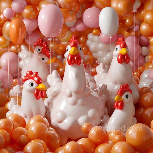 Inflated Bubble PBR Texture with Orange and Pink Spheres seamless Inflated PBR texture