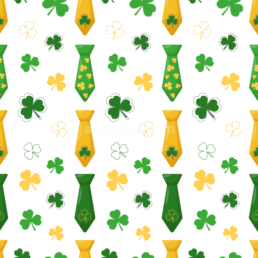 Seamless 3D PBR Fabric Texture Featuring St Patrick Tie and Clover Motifs