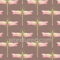 seamless Seamless 3D PBR Texture Featuring Soft Brown Background with Watercolor Dragonfly Pattern texture 8k free download PBR