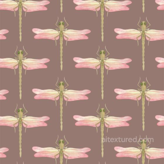 Featuring Soft Brown Background with Watercolor Dragonfly Pattern Dragonfly texture preview