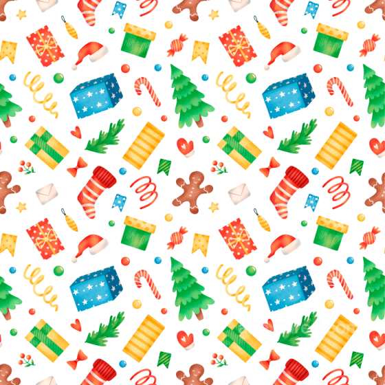 Christmas Digital Paper Texture With Colorful Holiday Icons All Christmas Digital paper texture preview