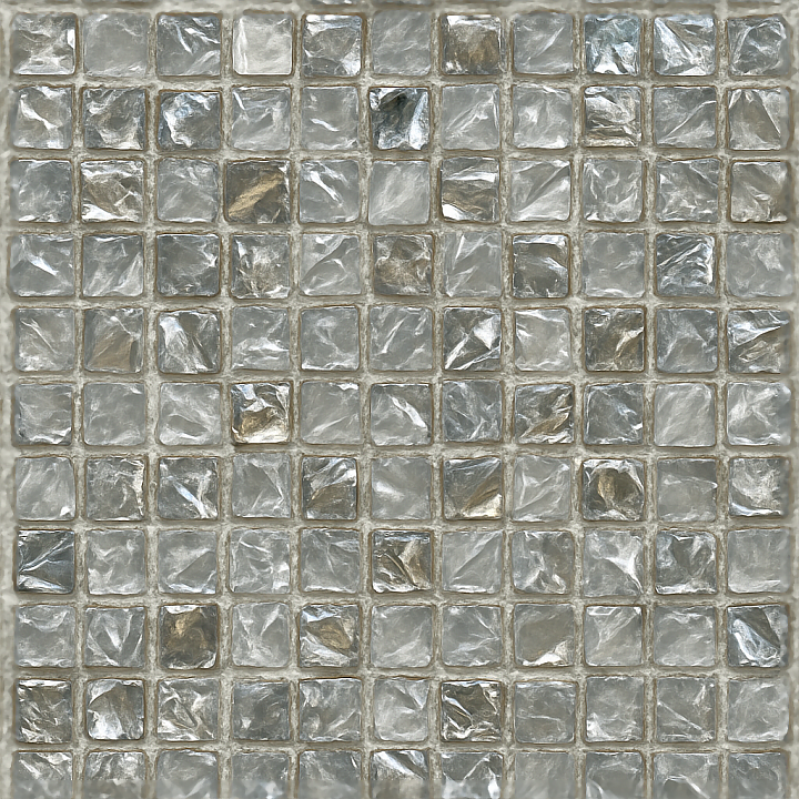 Glass Tesserae Mosaic With Metallic Accents And Reflective Shards seamless PBR texture preview
