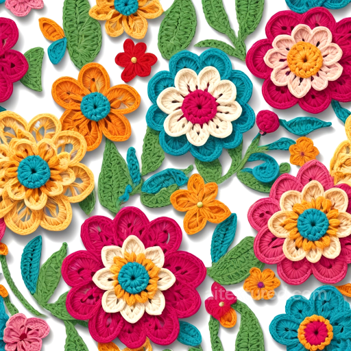 Colorful Embroidered Floral Yarn on Fabric Seamless Texture seamless Embroidered floral PBR texture