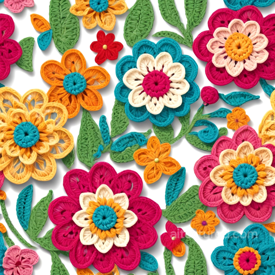 Colorful Embroidered Floral Yarn on Fabric Seamless Texture Embroidered floral texture preview