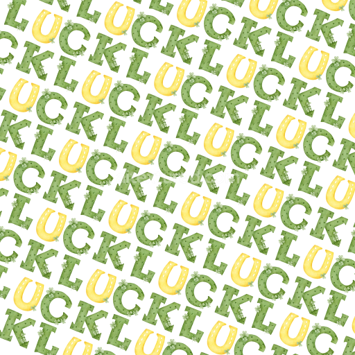 Seamless 3D PBR Texture with Lucky Green and Gold Letters and Shamrocks