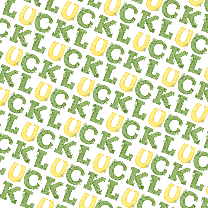 with Lucky Green and Gold Letters and Shamrocks seamless PBR texture preview