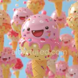 seamless Seamless 3D Inflated PBR Texture of Glossy Pink Ice Cream Balloon with Sprinkles texture 8k free download PBR