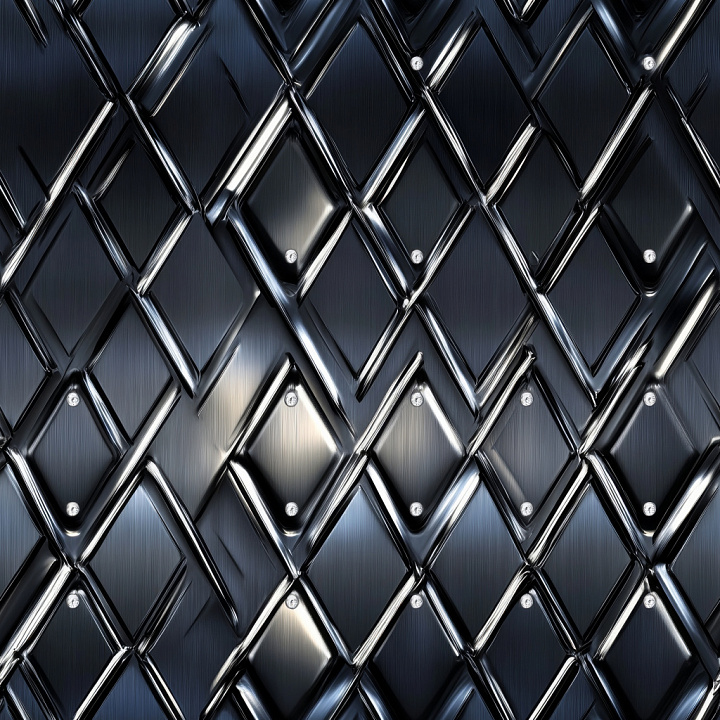 Dark Brushed Steel Diamond Plate with Riveted Pattern seamless PBR texture preview