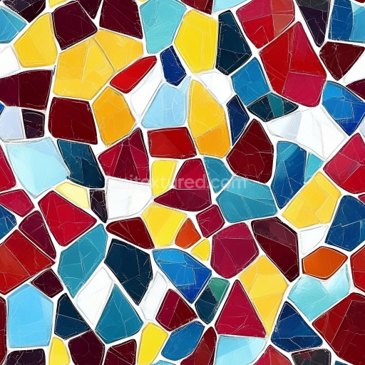 Seamless 3D Colorful Ceramic Mosaic PBR Texture with Irregular Tiles and Glossy Finish texture preview
