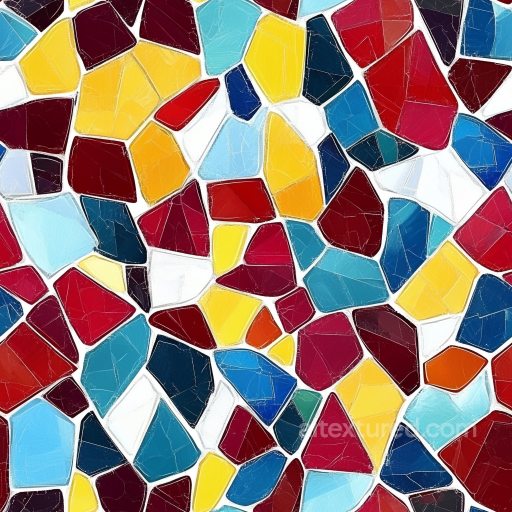 Colorful Ceramic Mosaic PBR Texture with Irregular Tiles and Glossy Finish seamless Mosaic PBR texture