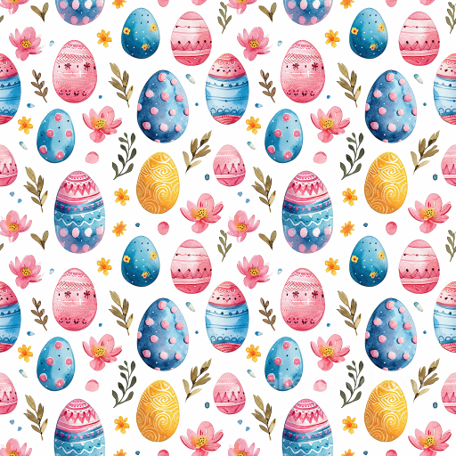 Featuring Hand-Painted Easter Eggs and Floral Elements seamless All Easter Digital paper PBR texture