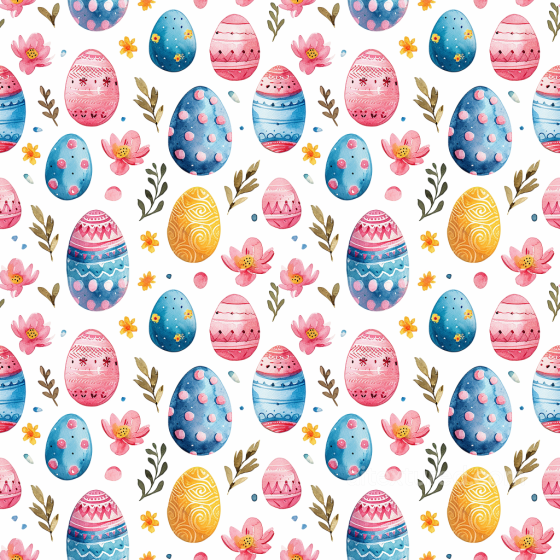Featuring Hand-Painted Easter Eggs and Floral Elements All Easter Digital paper texture preview