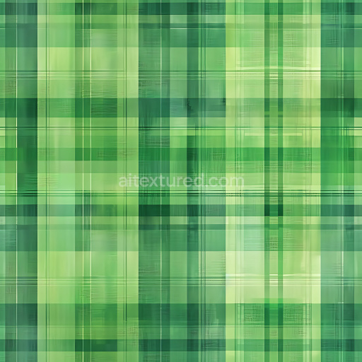 Seamless 3D PBR Texture of Green Plaid Fabric with Subtle Weave Pattern