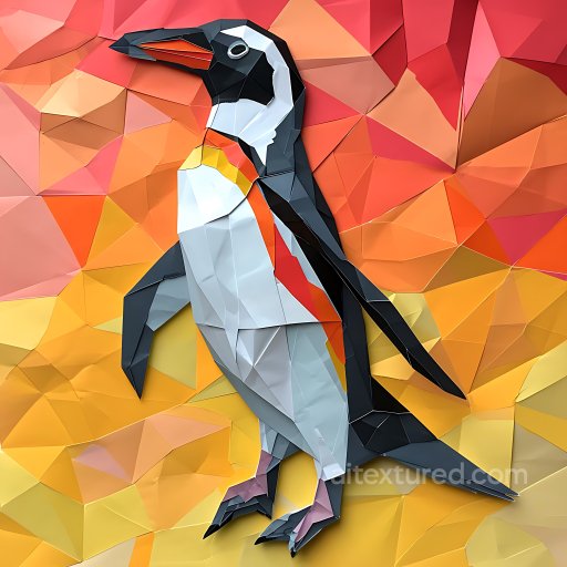 Animal - Seamless 3D PBR Texture of Crested Penguin Origami with Geometric Color Blocks texture preview
