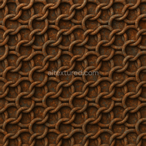 Seamless 3D Texture 8K PBR Chainmail With Rusted Rings And Oxidation Spots Detail