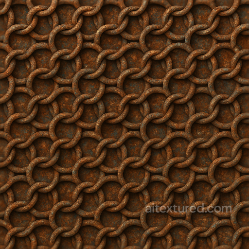 8K PBR Chainmail With Rusted Rings And Oxidation Spots Detail seamless Chainmail PBR texture