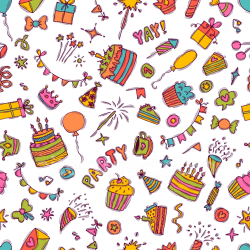 seamless Seamless 3D PBR Birthday Party Pattern Texture with Colorful Celebration Icons texture 8k free download PBR
