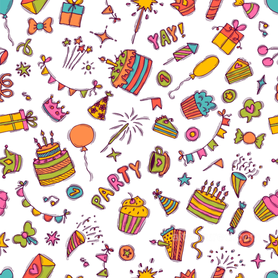 Birthday Party Pattern Texture with Colorful Celebration Icons Birthday texture preview