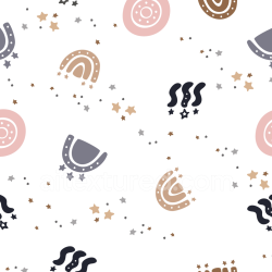 seamless Seamless Boho 3D PBR Texture with Abstract Rainbows & Stars texture 8k free download PBR