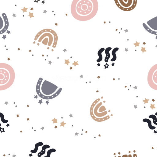 Seamless Boho 3D PBR Texture with Abstract Rainbows & Stars