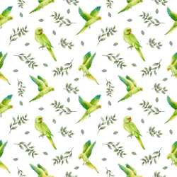 Pattern Bundle - Seamless 3D Pattern PBR Texture Featuring Watercolor Parrots and Leaves on White texture preview