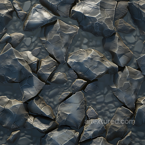 Broken Stone Slab PBR Texture with Wet Glossy Finish seamless Stone PBR texture