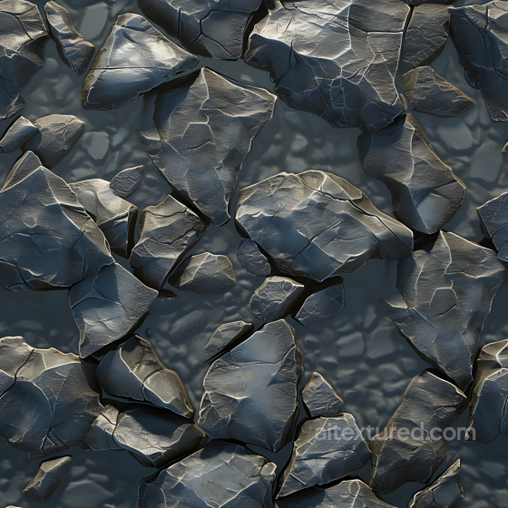 Broken Stone Slab PBR Texture with Wet Glossy Finish Stone texture preview