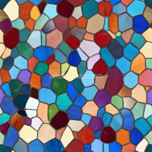 Seamless 3D Mosaic PBR Texture with Colorful Irregular Stone Tiles texture preview