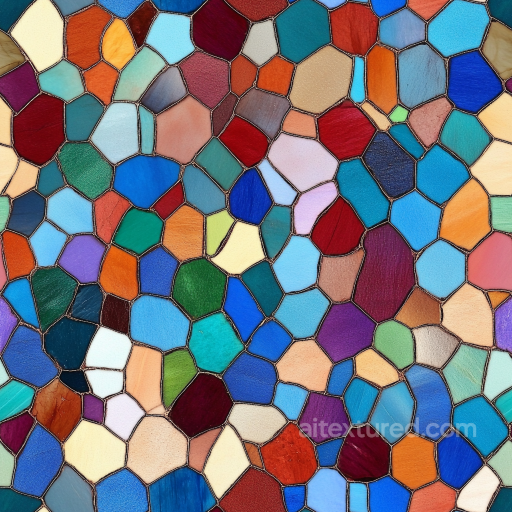 Mosaic PBR Texture with Colorful Irregular Stone Tiles seamless Mosaic PBR texture