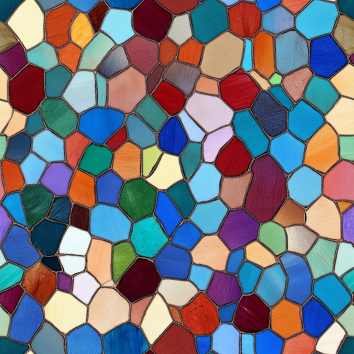 Mosaic with Colorful Irregular Stone Tiles seamless PBR texture preview
