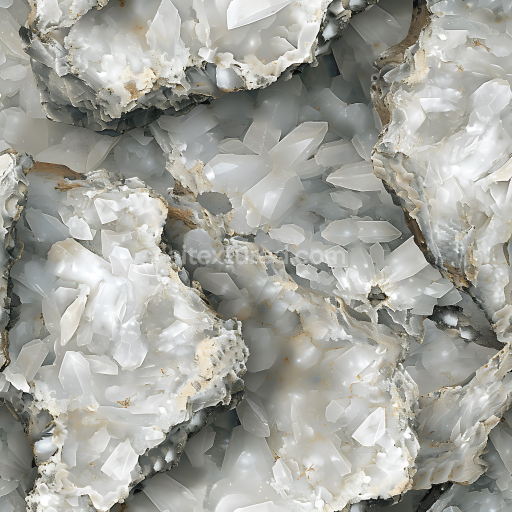 Seamless 3D Crystal Geode Stone PBR Texture with Translucent Quartz Crystals