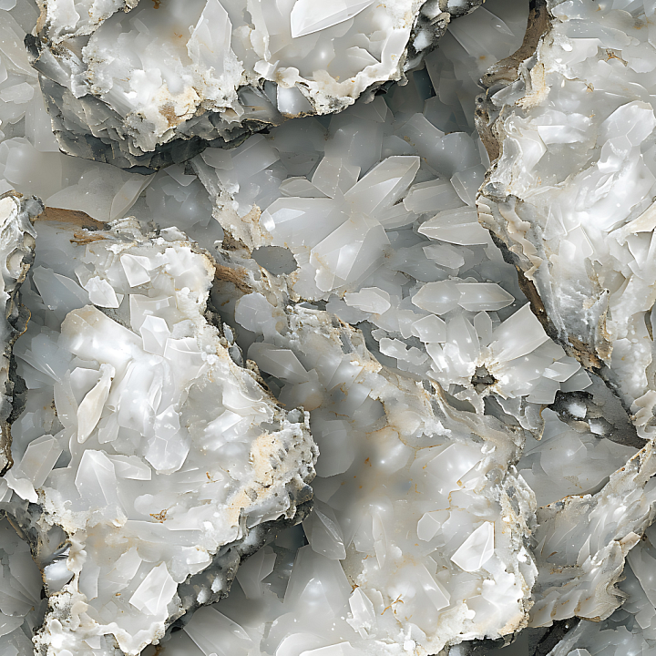 Crystal Geode Stone with Translucent Quartz Crystals seamless PBR texture preview